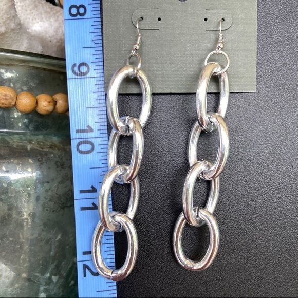 Silver Chai Link Daisy Fuentes Fashion Earrings $16ea / 3 for $25 - Picture 7 of 7
